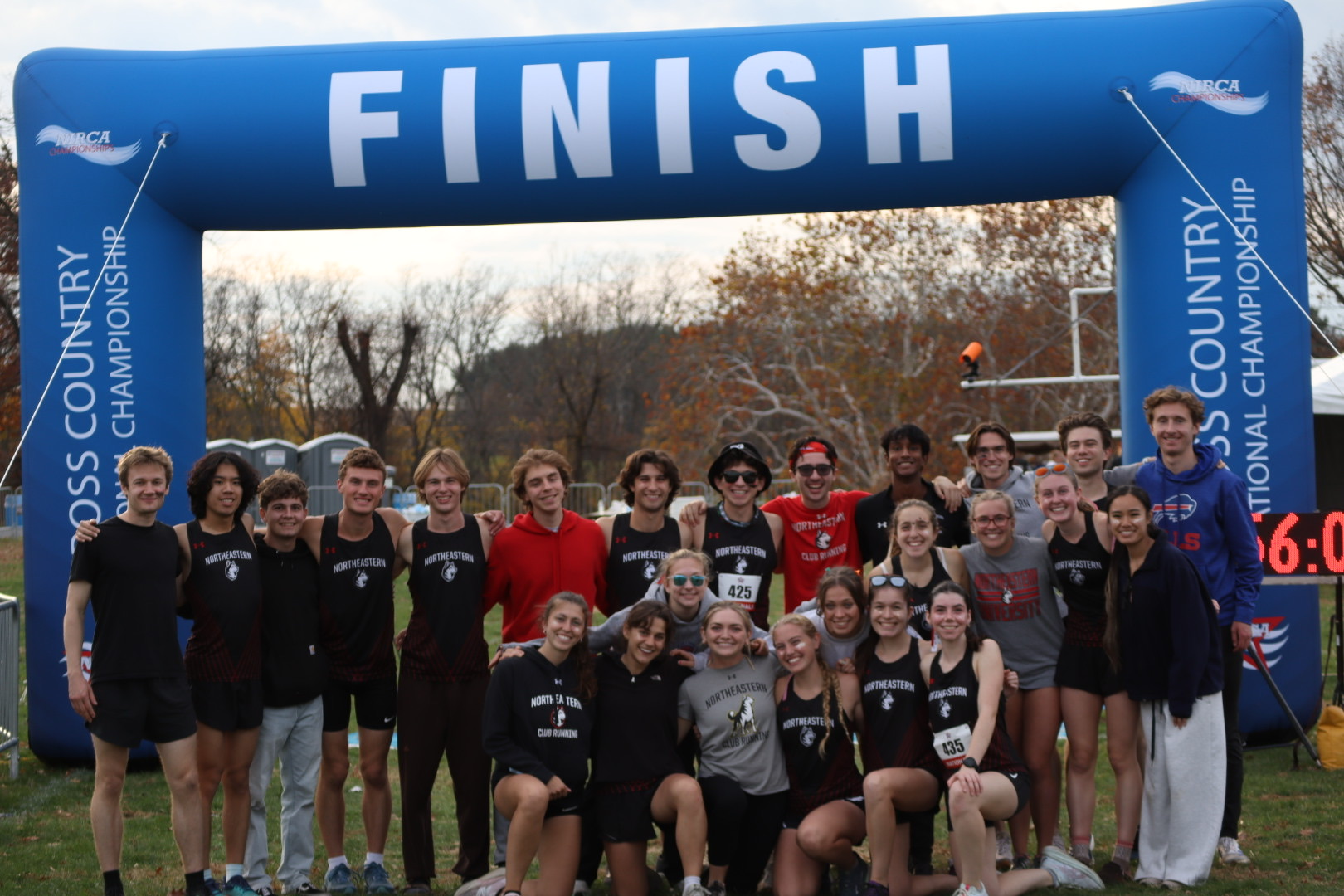 picture of sean with his northeastern club running team at xc nationals 2026