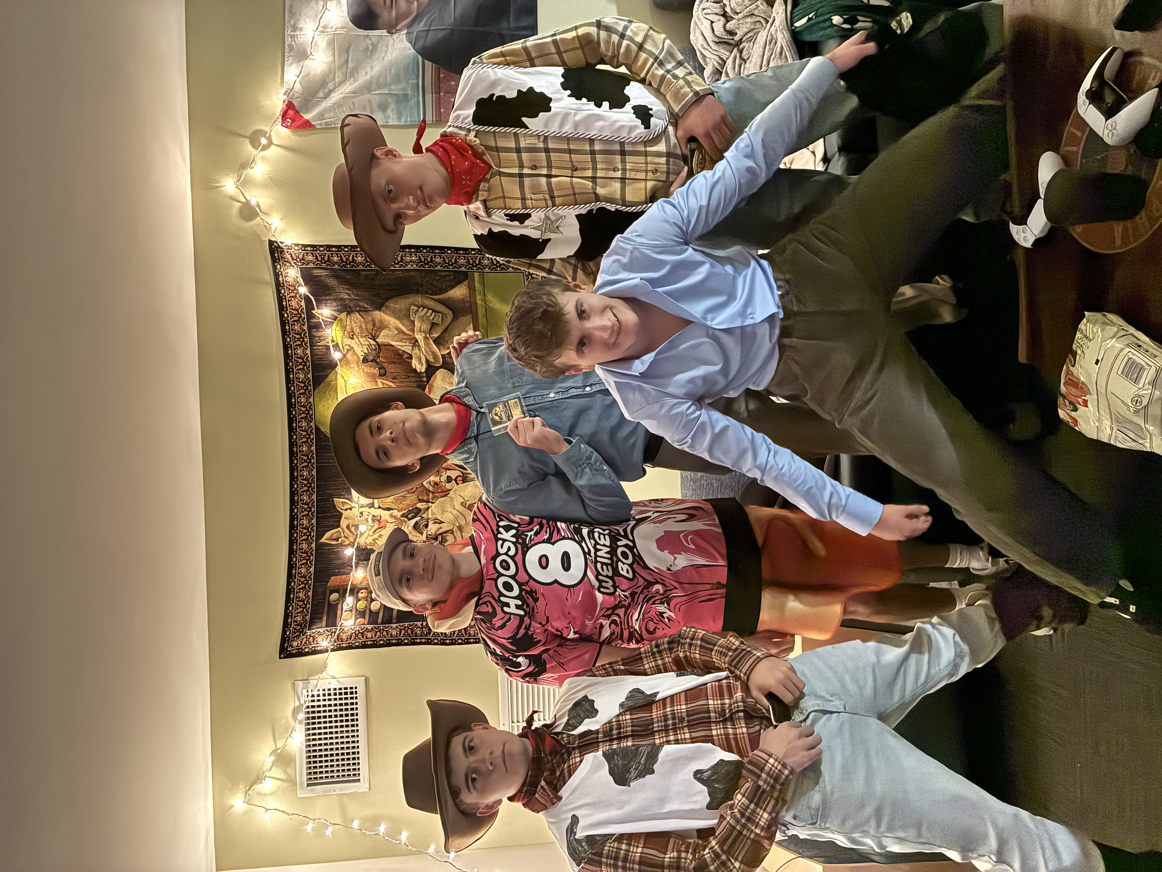 Sean and his northeastern friends during 2026 Halloween (sean is dressed as Woody)